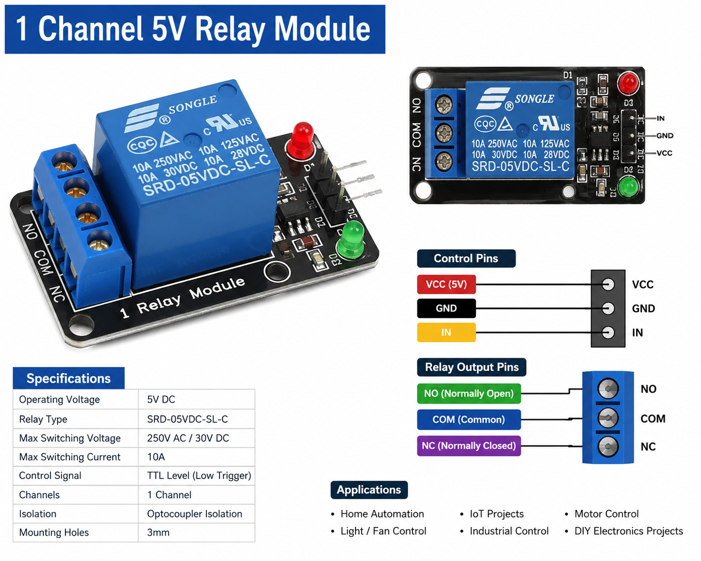 5V Relay Module (1CH) - Image 2