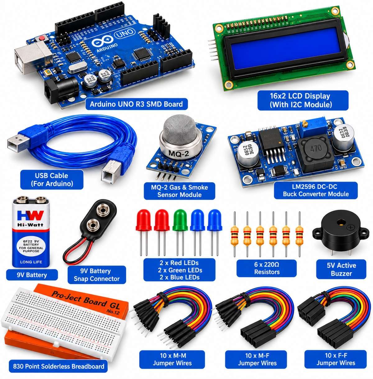 Gas Leakage & Smoke Detection Alarm System Project Kit using arduino