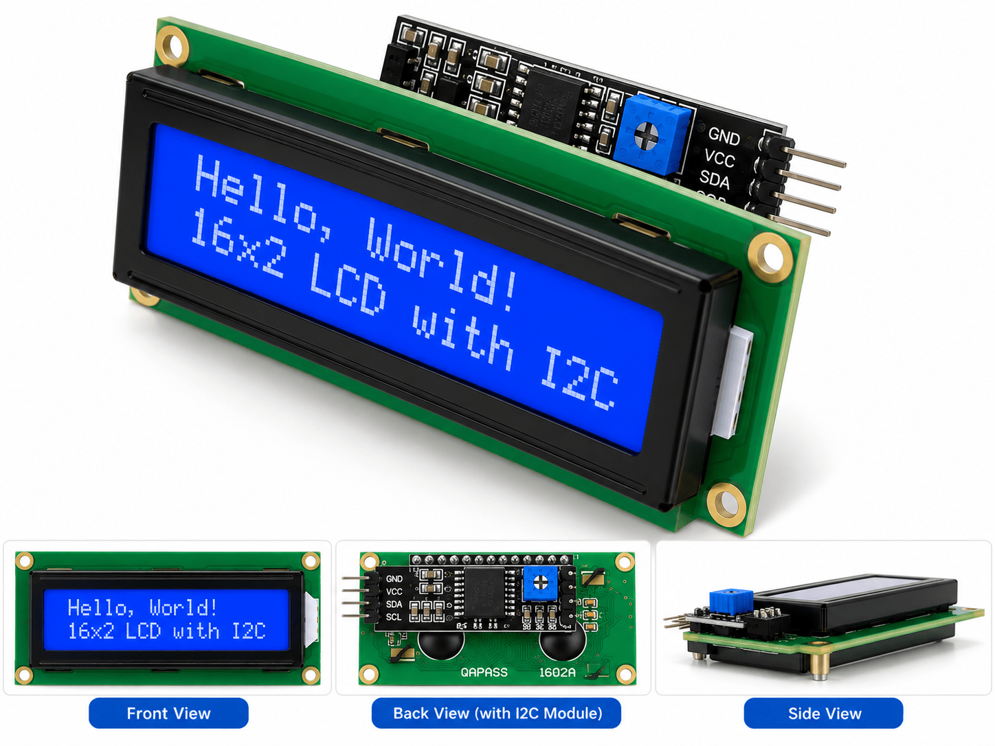 16x2 LCD Display with I2C Module – 5V Character LCD for Arduino, ESP32 - Image 3