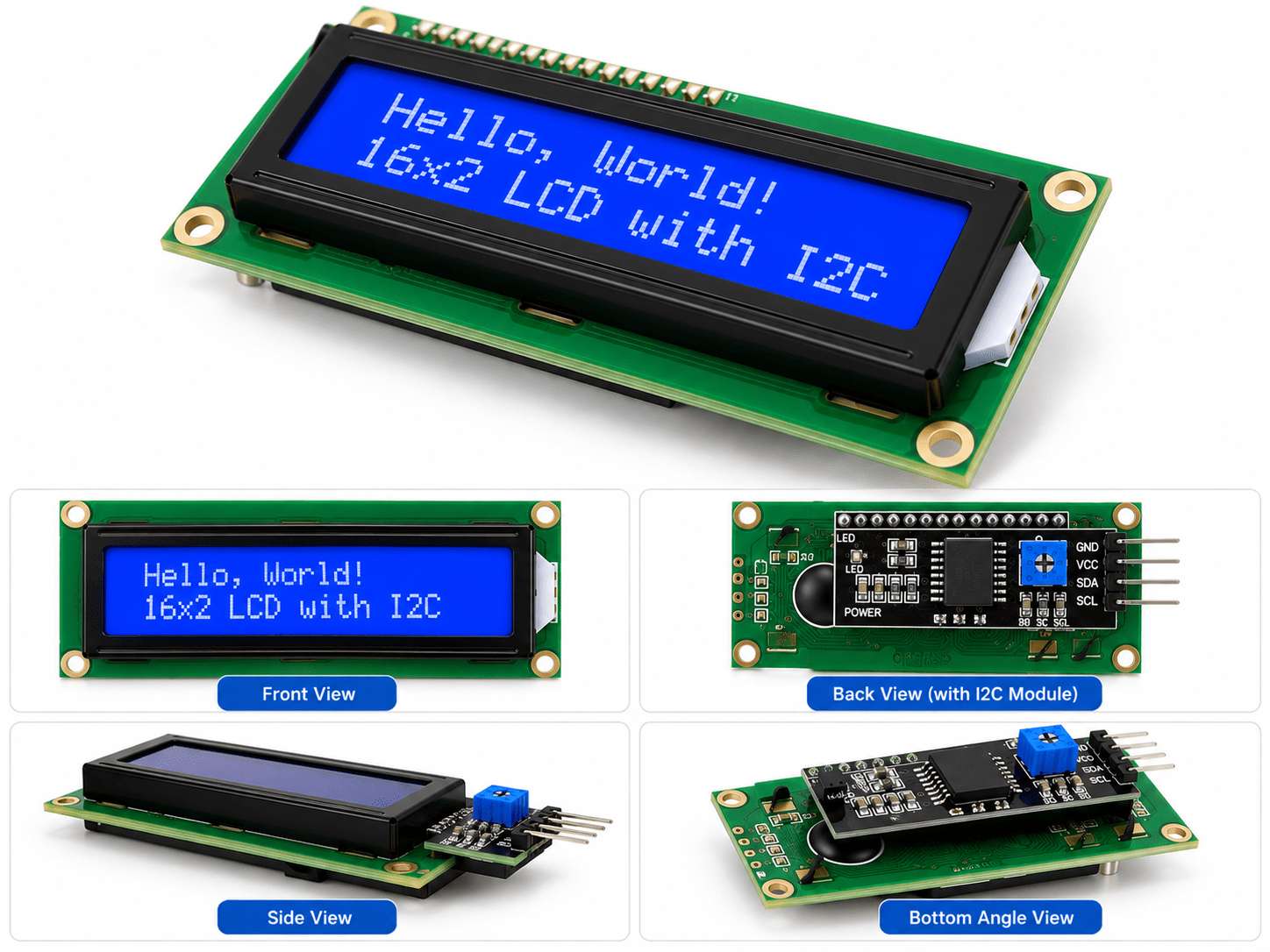 16x2 LCD Display with I2C Module – 5V Character LCD for Arduino, ESP32 - Image 4