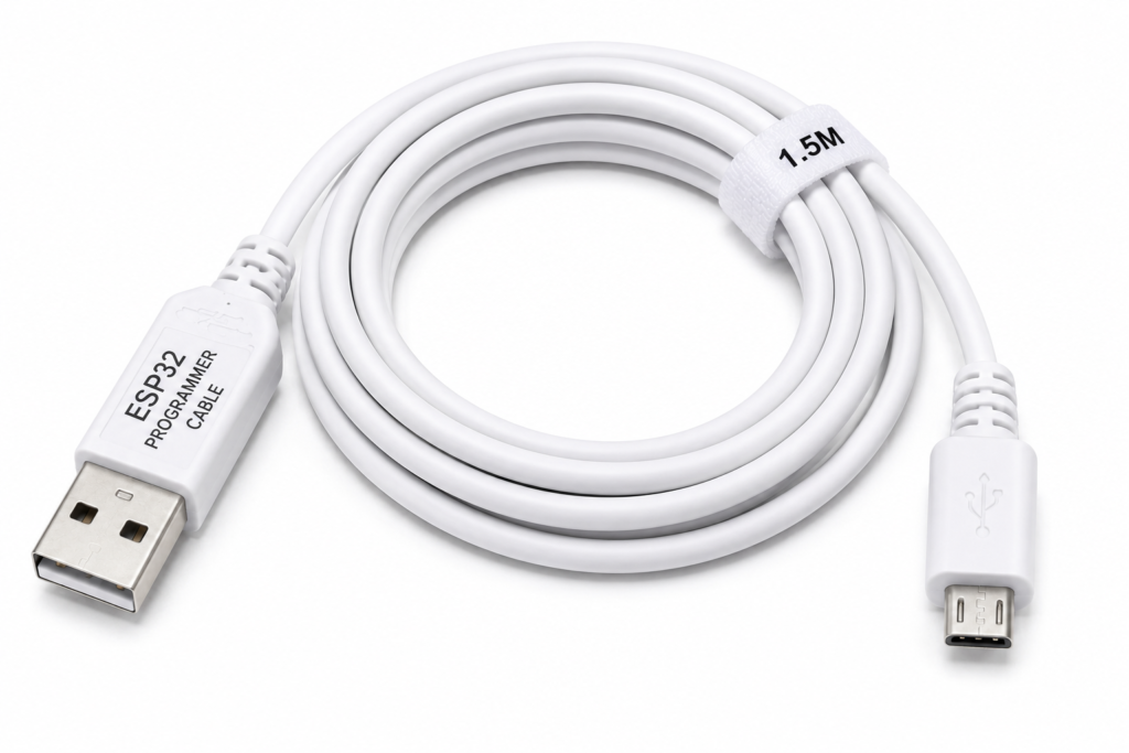 ESP32 & ESP8266 Programming Cable 1.5M Micro USB White