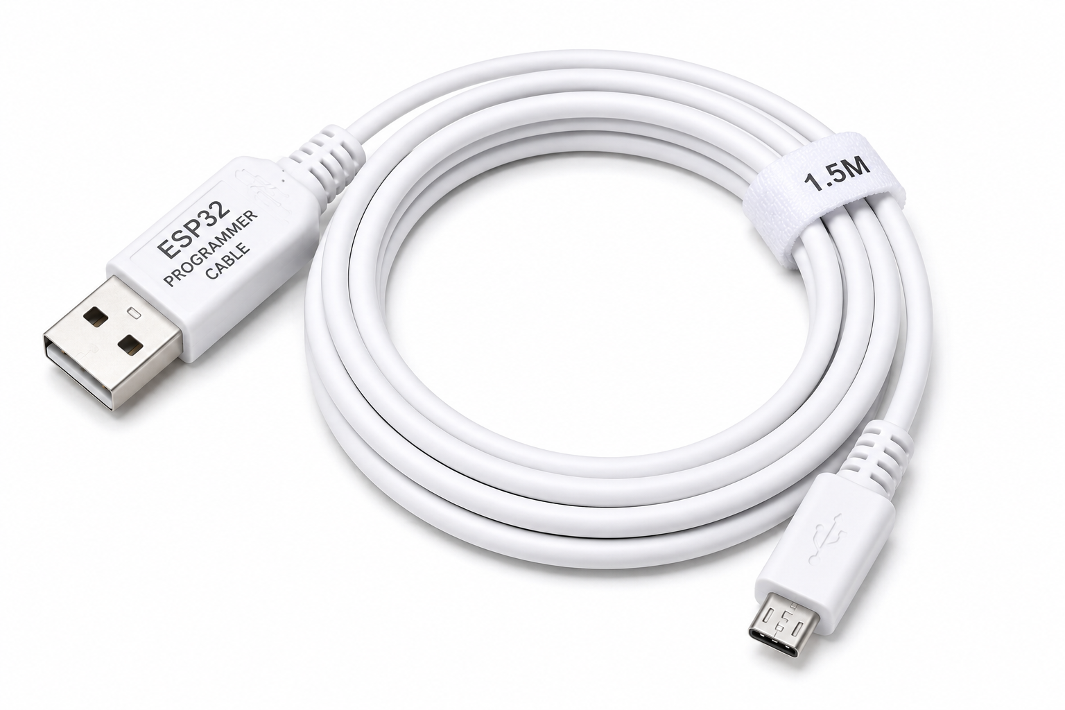 ESP32 & ESP8266 Programming Cable 1.5M Micro USB White - Image 5