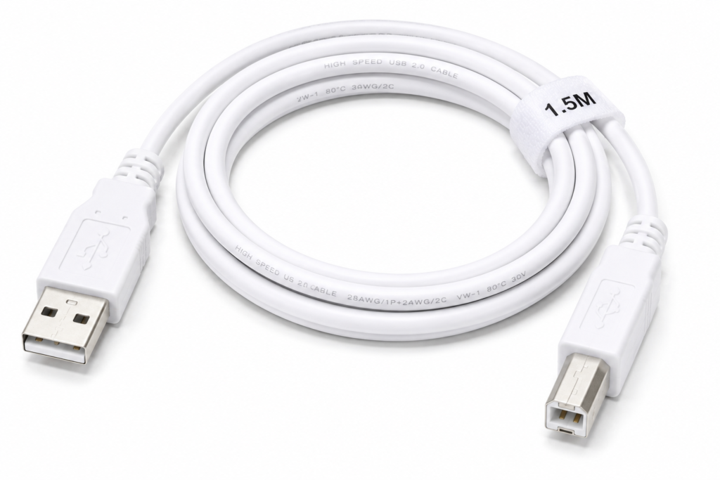 Arduino UNO USB Cable 1.5M USB A to USB B White